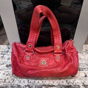 Marc Jacobs Totally Turnlock Red Leather Women's Convertible Satchel Bag